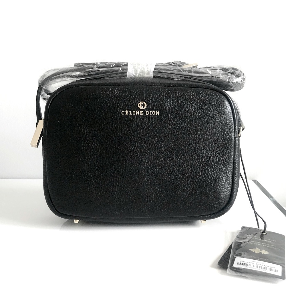 COPY - Celine Dion Black Pebble Leather Shoulder Crossbody Bag- Gold hardware